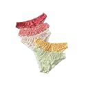 GORGLITTER Women's 5pack Cute Panties Floral Print Low Rise Frilly Panties