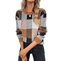 GORGLITTER Women's Argyle Checkered Fall Sweaters 2026 Plaid Pullovers Tops