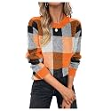 GORGLITTER Women's Argyle Checkered Fall Sweaters 2026 Plaid Pullovers Tops