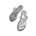 GORGLITTER Women39s Rhinestone Sparkly Metallic Strappy Flat
