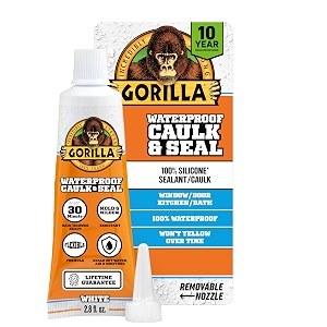 gorilla 100 silicone caulk waterproof sealant 79ml squeeze tube pack of 1 - white -10 years mildew resistant for kitchen window bathroom sea door amp more