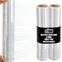 GORILLA GRIP 500% Stretch Film Heavy Duty Plastic, 2 Pack 1000ft Shrink Wrap Rolls 24" Puncture Resistant, Industrial Strength for Pallet Storing, Wrapping, Moving, Packing Furniture Protection Clear