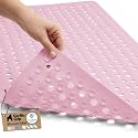 GORILLA GRIP Bath Tub Shower Mat, Bathtub Floor Liner, 35x16 Pink Opaque