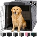 GORILLA GRIP Dog Crate Covers, Wire Kennel Topper, 42 in, Gray Black Paw