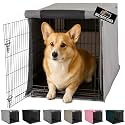 GORILLA GRIP Dog Crate Covers, Wire Kennel Topper, 30 in, Gray