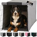 GORILLA GRIP Dog Crate Covers, Wire Kennel Topper, 48 in, Gray
