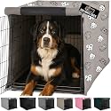 GORILLA GRIP Dog Crate Covers, Wire Kennel Topper, 48 in, Taupe Dogs