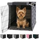 GORILLA GRIP Dog Crate Covers, Wire Kennel Topper, 24 in, Gray Black Paw