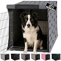 GORILLA GRIP Dog Crate Covers, Wire Kennel Topper, 36 in, Gray Black Paw
