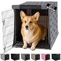 GORILLA GRIP Dog Crate Covers, Wire Kennel Topper, 30 in, Gray Black Paw