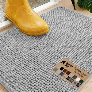 gorilla grip soakstopper dog door mat machine wash and dry 30x20 lt gray
