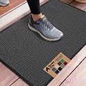 GORILLA GRIP Traffic Guard Indoor Outdoor Heavy Duty Door Mat, 29x17 Black