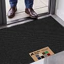 GORILLA GRIP Traffic Guard Indoor Outdoor Heavy Duty Door Mat, 29x17 Black