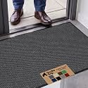 GORILLA GRIP Traffic Guard Indoor Outdoor Heavy Duty Door Mat, 29x17 Black