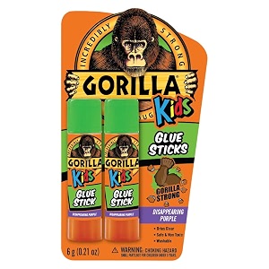 gorilla kids disappearing purple glue sticks two 6 gram sticks pack of 1