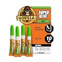 Gorilla Super Glue Gel, Clear Glue, Four 3 Gram Tubes (Pack of 1) - All Purpose and Fast Setting for Projects and Repairs