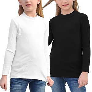 GORLYA 2 Pack Girls Turtleneck Ribbed Knit