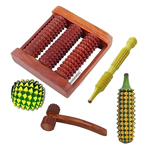 acupressure manual massager kit  karela jimmy neck spiky reflex ball amp wooden foot massager  pain relief reflexology amp blood circulation for hand foot amp body