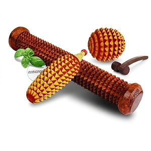 wooden foot roller with karela ball hand massager  stress and pain relief  manual acupressure massage tool for feet hands amp body  natural blood circulation massage tool