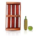 Sheesham Wooden Foot Massager 6 Rollers wth wooden Ball and karela, Therapy for Stress Relief and Improved Blood Circulation (set of 3)