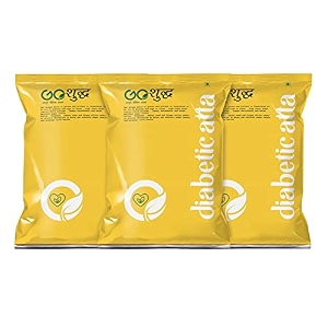 goshudh diabetic atta sugar free flour -1kg each pack of 3 helps control blood sugar levels naturally