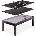GoSports 3 in 1 Pool, Dining, & Table Tennis Combo Table and Storage Benches - 7 ft or 8 ft - Convertible Billiards and Table Tennis with Accessories