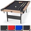 GoSports 6, 7, or 8 ft Portable Billiards Tables - No Assembly, Includes Set of Balls, 2 Cue Sticks, Chalk, Felt Brush
