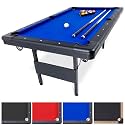 GoSports 6, 7, or 8 ft Portable Billiards Tables - No Assembly, Includes Set of Balls, 2 Cue Sticks, Chalk, Felt Brush