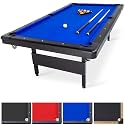 GoSports 6, 7, or 8 ft Portable Billiards Tables - No Assembly, Includes Set of Balls, 2 Cue Sticks, Chalk, Felt Brush