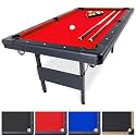 GoSports 6, 7, or 8 ft Portable Billiards Tables - No Assembly, Includes Set of Balls, 2 Cue Sticks, Chalk, Felt Brush