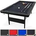 GoSports 6, 7, or 8 ft Portable Billiards Tables - No Assembly, Includes Set of Balls, 2 Cue Sticks, Chalk, Felt Brush