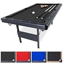 GoSports 6, 7, or 8 ft Portable Billiards Tables - No Assembly, Includes Set of Balls, 2 Cue Sticks, Chalk, Felt Brush