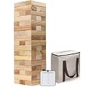 GoSports Giant Wooden Outdoor Stacking Game – Stacks Up to 3 ft – Large Toppling Tower with Case for Yard Games, Family Game Night, Camping, and Parties
