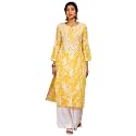 GoSriKi Cotton Blend Embroidered Straight Kurta for