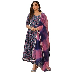 GoSriKi Cotton Blend Womens Kurta With Pant