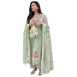 GoSriKi Kurta Sets for Women Viscose Embroidered