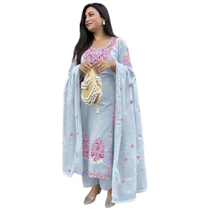 GoSriKi Kurta Sets for Women Viscose Embroidered