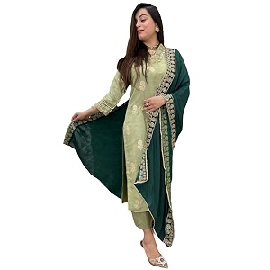 GoSriKi Womens 3 Piece Kurta Pant Dupatta
