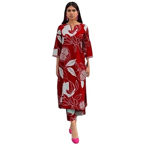 GoSriKi Womens Cotton Blend Straight Printed Kurta