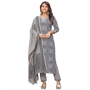 GoSriKi Womens Cotton Blend Straight Printed Kurta