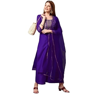 GoSriKi Womens Cotton Blend Solid Straight Kurta