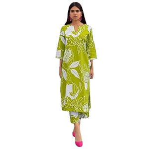 GoSriKi Womens Cotton Blend Straight Printed Kurta