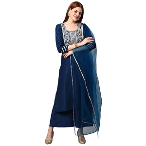 GoSriKi Womens Cotton Blend Solid Straight Kurta