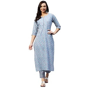 GoSriKi Womens Cotton Blend Kurta With Pant
