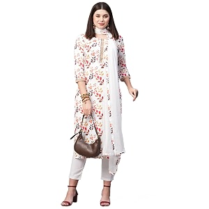 GoSriKi Womens Cotton Blend Printed Straight Kurta