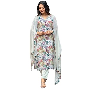 GoSriKi Womens Cotton Blend Straight Printed Kurta
