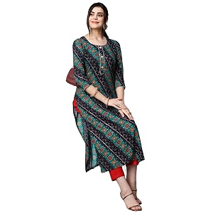 GoSriKi Womens Cotton Blend Straight Printed Kurta