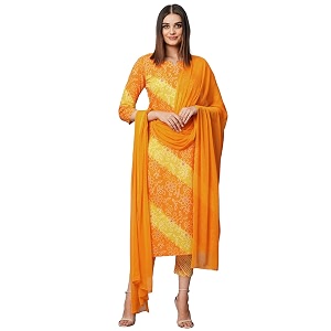 GoSriKi Womens Cotton Blend Printed Straight Kurta
