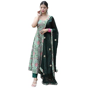 GoSriKi Womens Cotton Blend Anarkali Printed Kurta