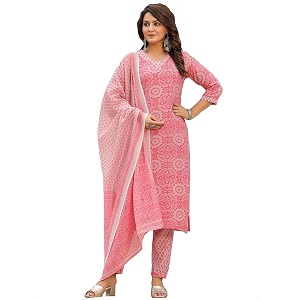 GoSriKi Womens Cotton Blend Straight Printed Kurta
